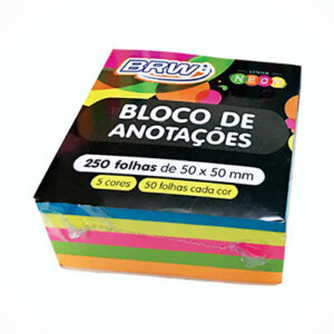 BLOCO SMART NOTES 50X50MM COLORIDO NEON - 250 FOLHAS - 1 CUBO