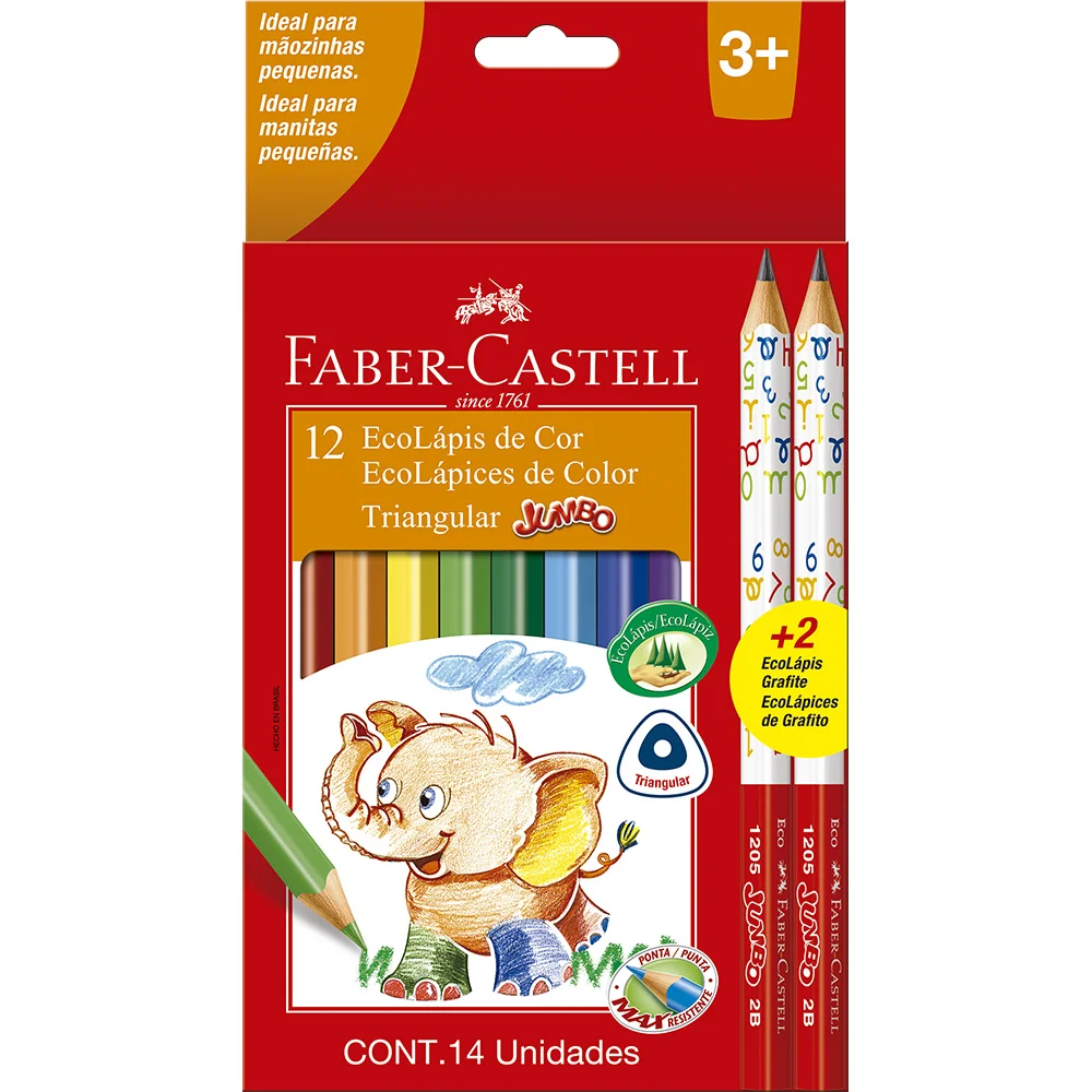 ECOLÁPIS DE COR TRIANGULAR + 2 ECOLÁPIS GRAFITE - FABER-CASTELL