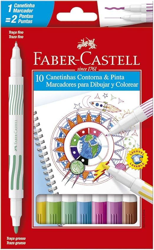 CANETINHAS HIDROGRÁFICAS CONTORNA E PINTA - FABER-CASTELL