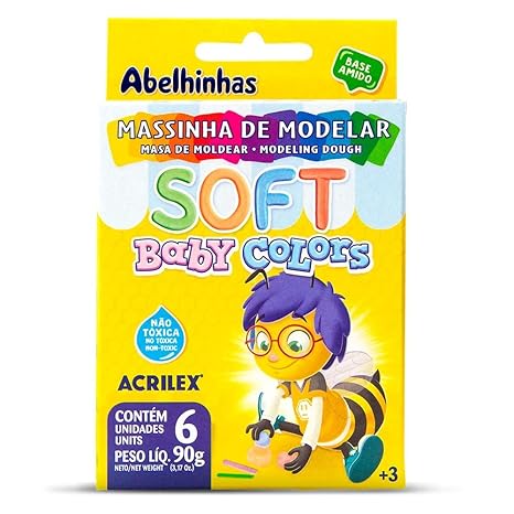 MASSINHA DE MODELAR SOFT BABY COLORS 6 UNIDADES - ACRILEX