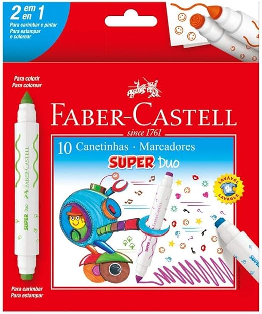 CANETINHAS HIDROGRAFICAS SUPER DUO COM CARIMBO - FABER-CASTELL