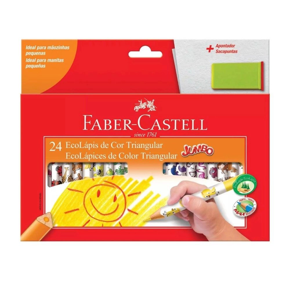 ECOLÁPIS DE COR TRIANGULAR COM APONTADOR - FABER-CASTELL