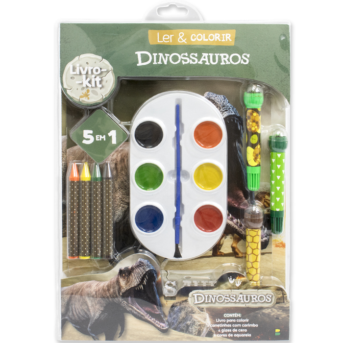 LIVRO-KIT LER E COLORIR - DINOSSAUROS