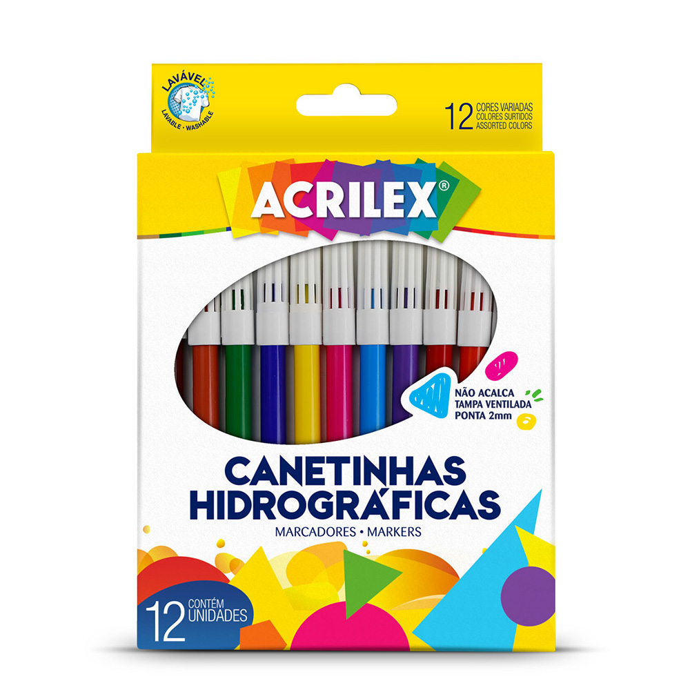 CANETINHAS HIDROGRÁFICAS 12 UNIDADES - ACRILEX